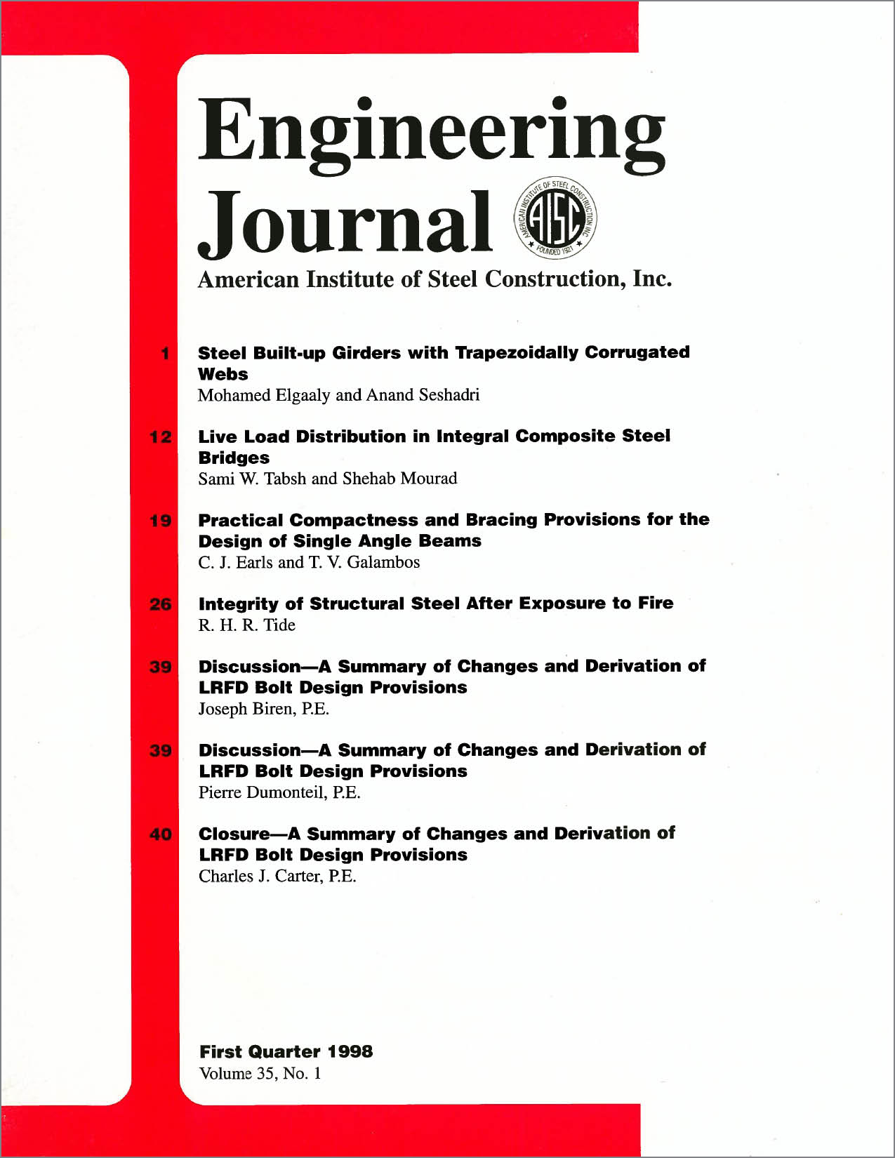 Engineering Journal cover image